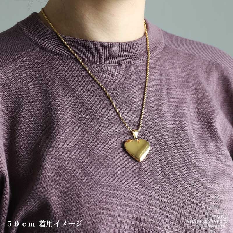 ステンレス ロケットペンダントネックレス ハート 3色 50cm 60cm