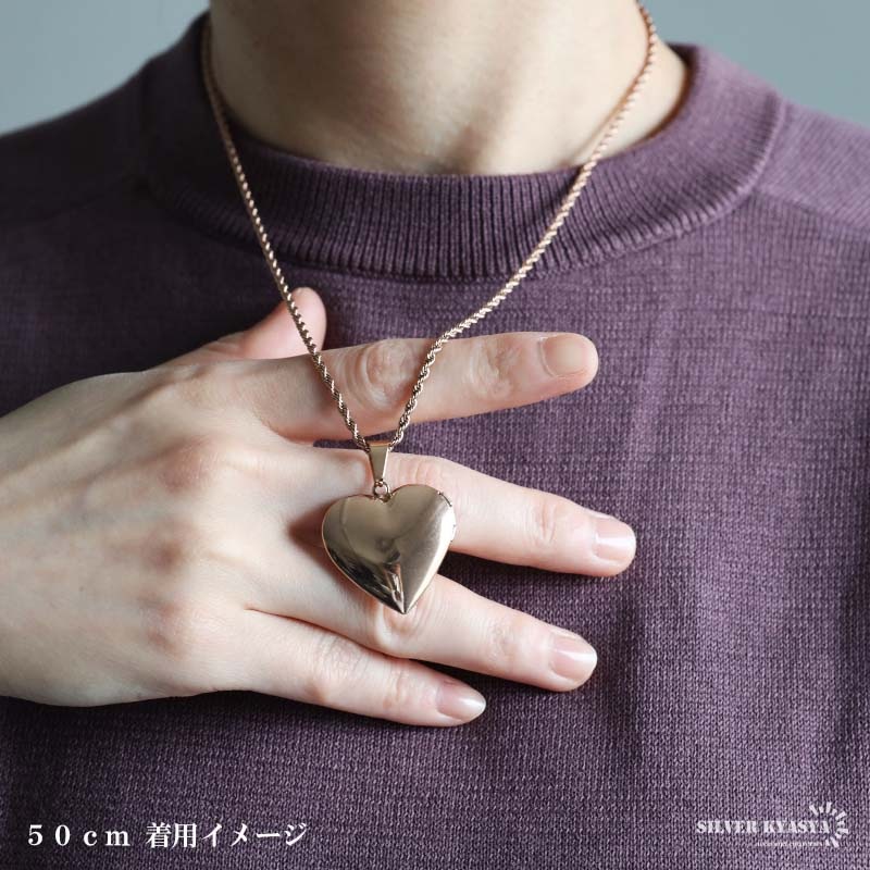 ステンレス ロケットペンダントネックレス ハート 3色 50cm 60cm