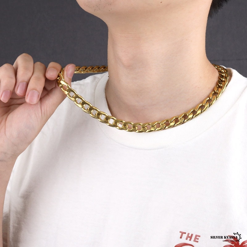 ステンレス ロープチェーンネックレス [c034-12mm-gold