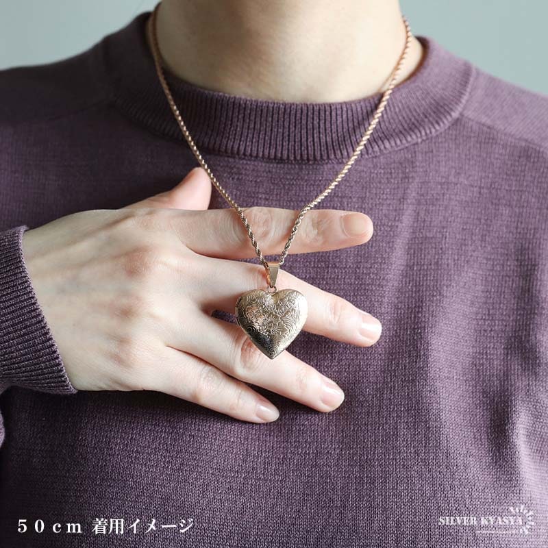 ステンレス ロケットペンダントネックレス ハート 3色 50cm 60cm 