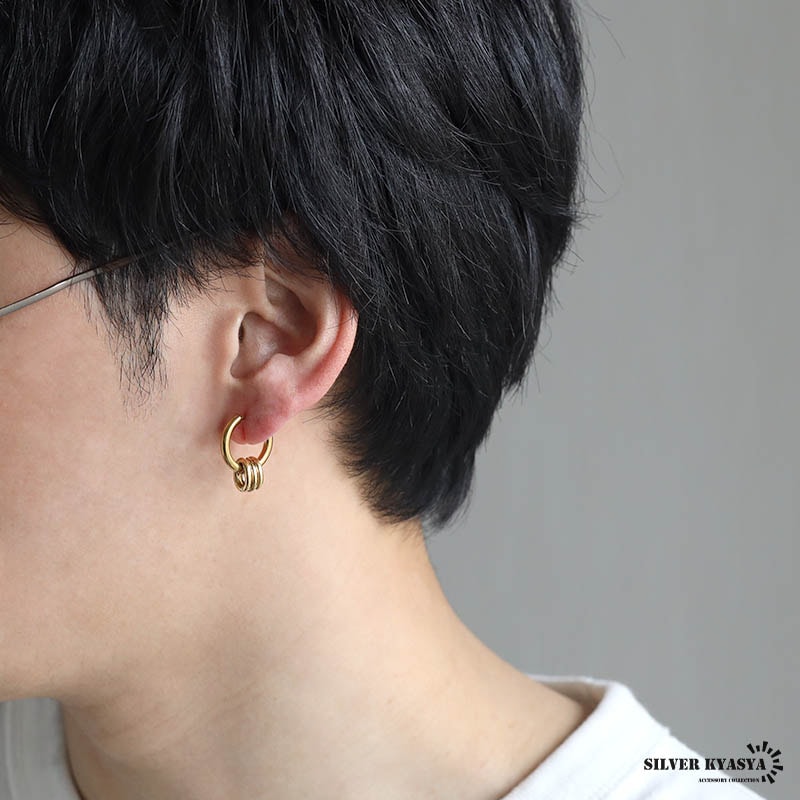 ステンレス 3連ピアス フープピアス [e367-gold-e017-12mm] | すべての