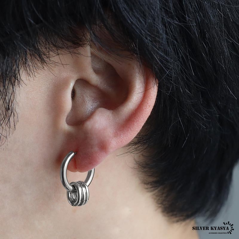 ステンレス 3連ピアス フープピアス [e367-silver-e017-12mm] | ピアス