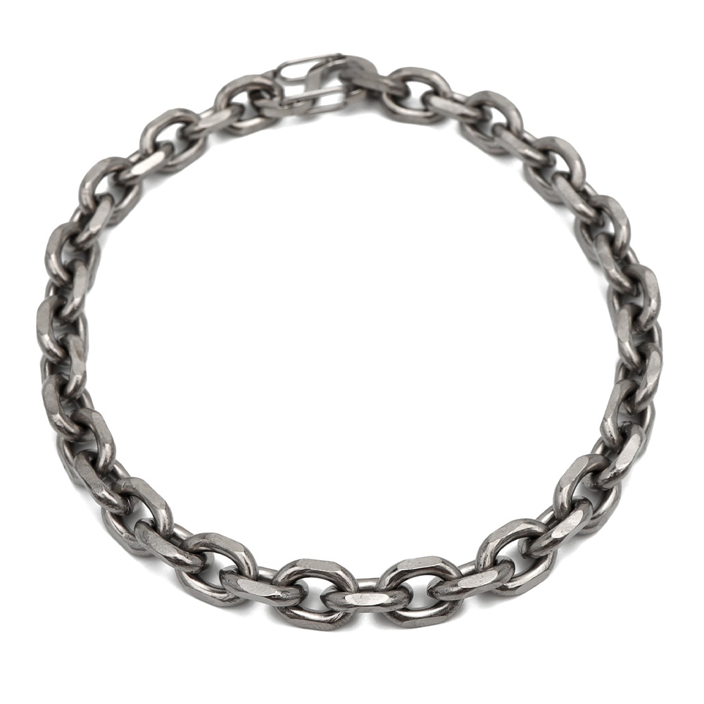 チェーンブレスレット チタン 小豆チェーンブレスレット幅7mm [b554-silver-7mm