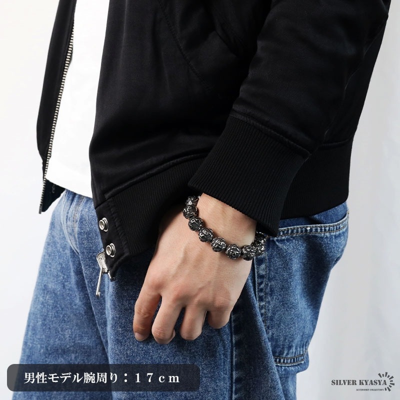 ステンレス 梵字 数珠ブレスレット [b581-15mm] | スタイルで探す,迫力