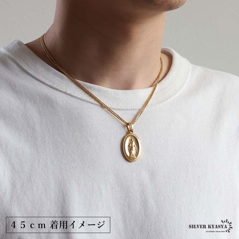 ステンレス ダブル喜平チェーンのマリアネックレス 2カラー [nc139