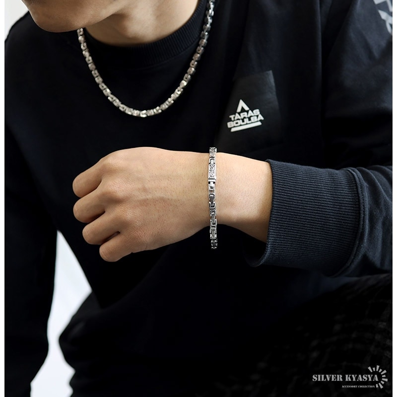 925 六字真言 チェーンブレスレット [bs181] | ブレスレット,シルバー