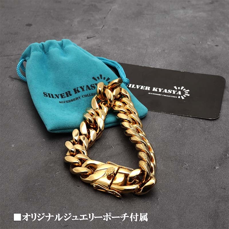 18K 喜平ブレスレット 316L喜平ブレスレット18K 16mm [b186-16mm] | ブレスレット,ステンレス