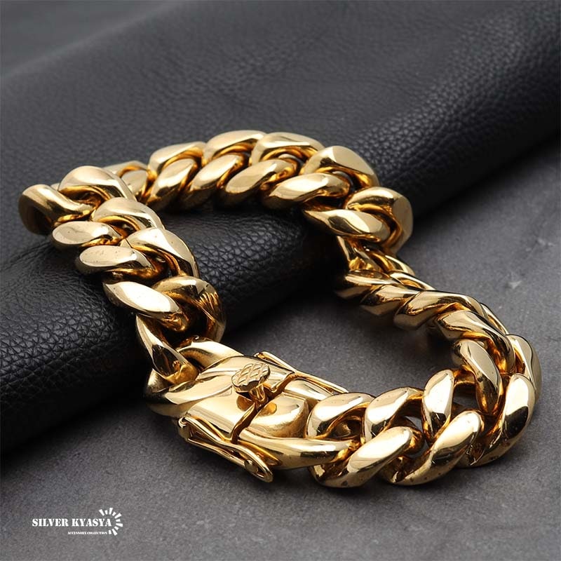 18K 喜平ブレスレット 316L喜平ブレスレット18K 16mm [b186-16mm] | ブレスレット,ステンレス