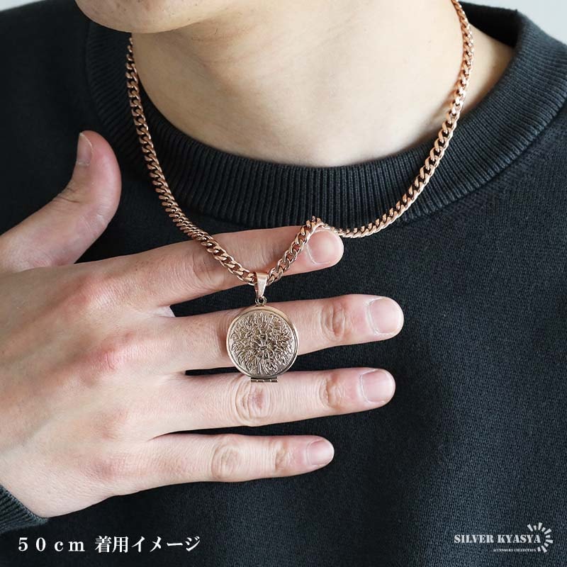ステンレス ロケットペンダントネックレス フラワー 50cm 60cm