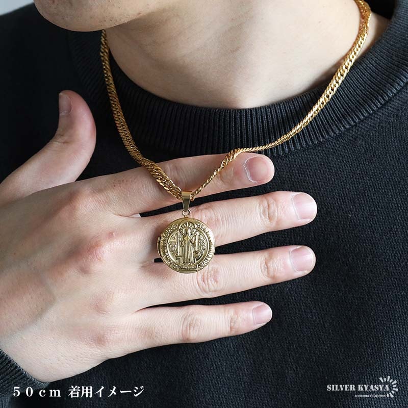 ステンレス ロケットペンダントネックレス 聖ベネディクト 2色