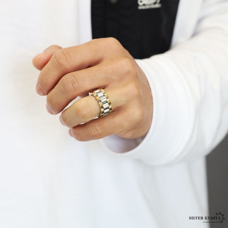 GSTVＫ18WGボールチェーン ベルトモチーフ デザインリングダイヤモンド GSTVK18WGボールチェーン ベルトモチーフ デザインリングダイヤモンド