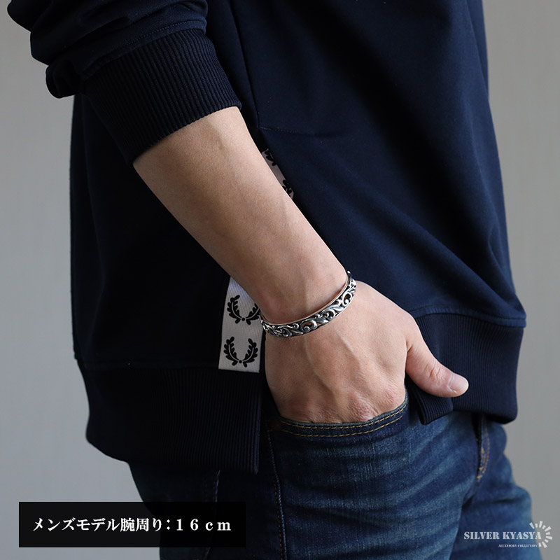 ✨️一点物✨️メンズ唐草バングル✨️ 唐草バングル シルバーバングル 平打ちバングル ターコイズ