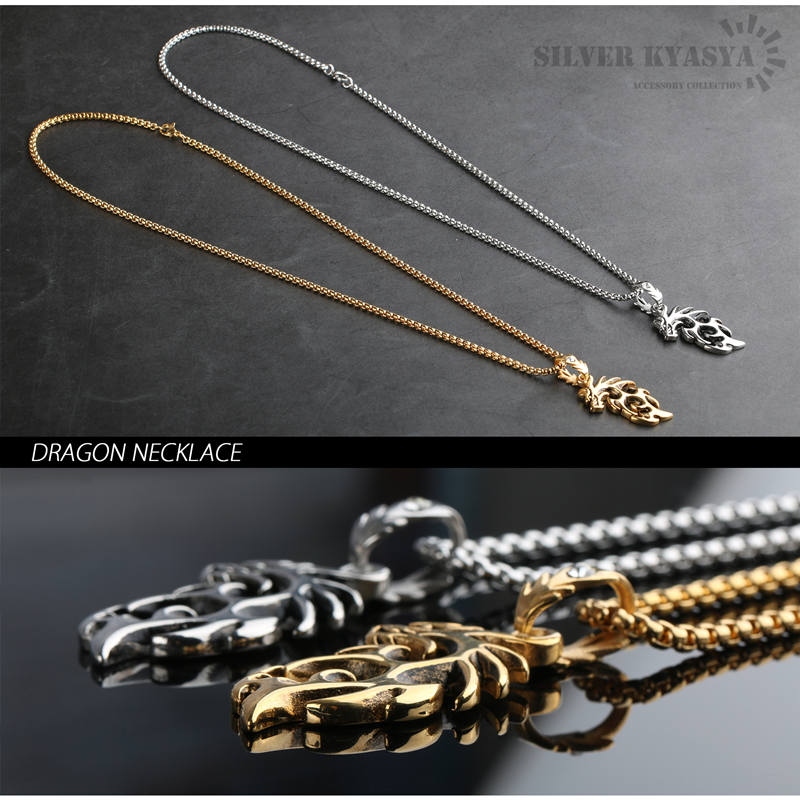 ステンレス ドラゴンネックレス 炎 CZ [n283] | ネックレス,ステンレス