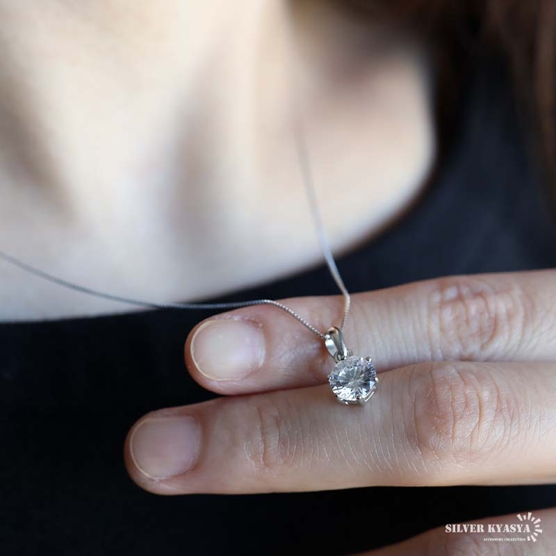 S925 極細チェーンの一粒ネックレス [cn146] | ネックレス,シルバー925