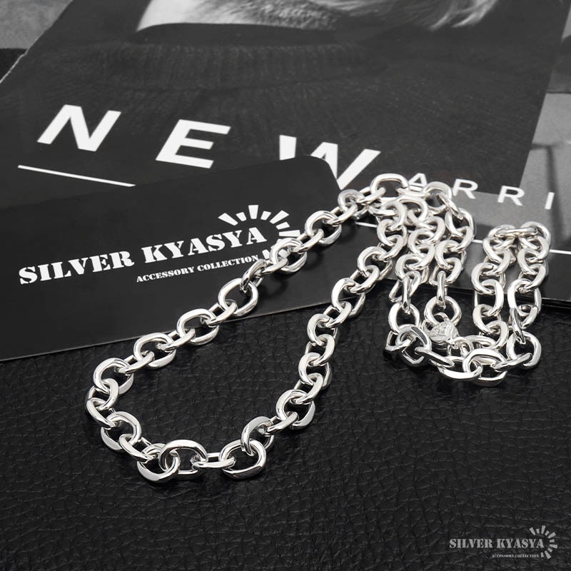 Navajo /極太Silver あずきネックレスチェーン メンズネックレス Y字 チェーンネックレス ワイド 太あずき 太幅