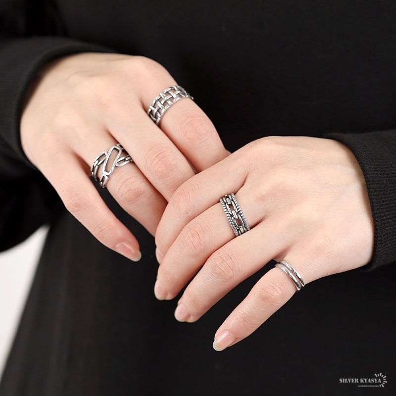 925 編み込みリング 透かし 格子 [cr135] | お洒落なレディース
