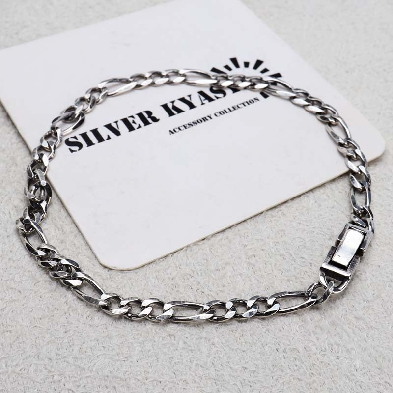 残120cm//SV925フィガロチェーンブレスレット5.8mm20cm 0020243SVL SV925製ブレスレット フィガロチェーン×プレート チェーン