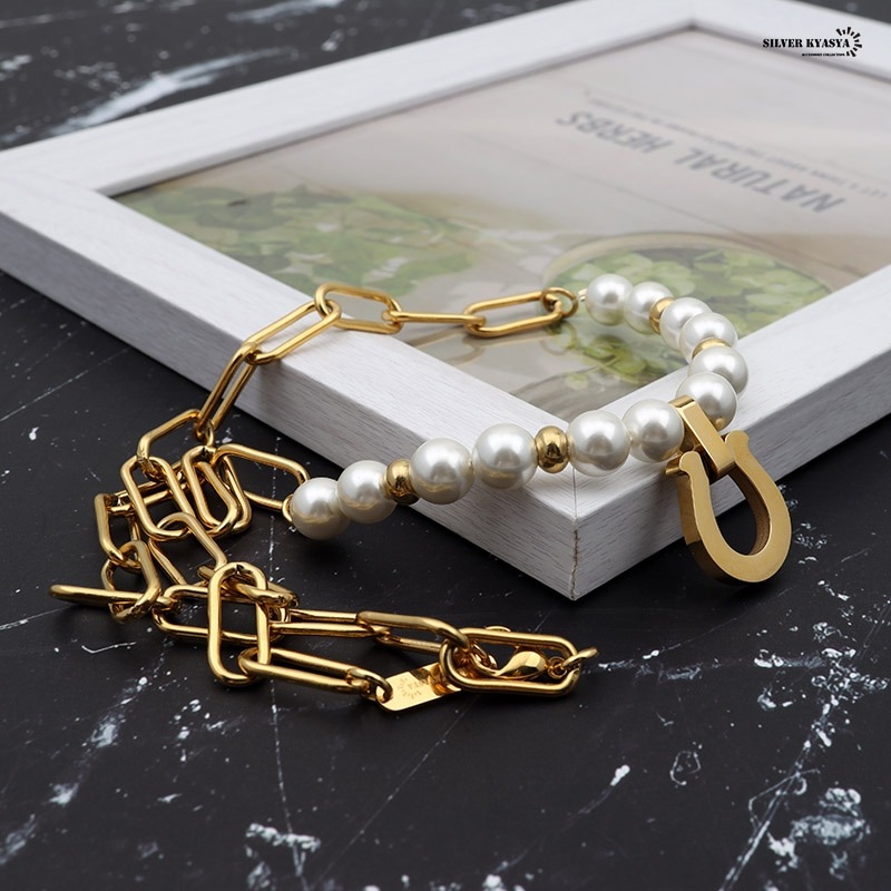 ゴールド 馬蹄型 ネックレス 真珠付き パールネックレス 馬蹄 [n449-gold] | ネックレス | SILVER KYASYA
