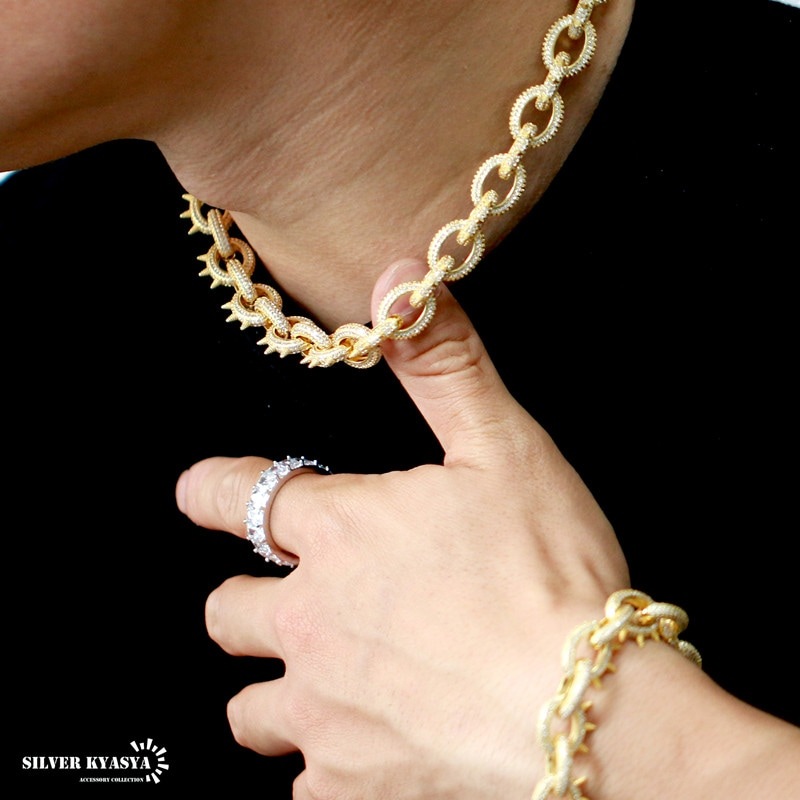 小豆チェーンネックレストゲトゲ オニハリ [n328] | スタイルで探す