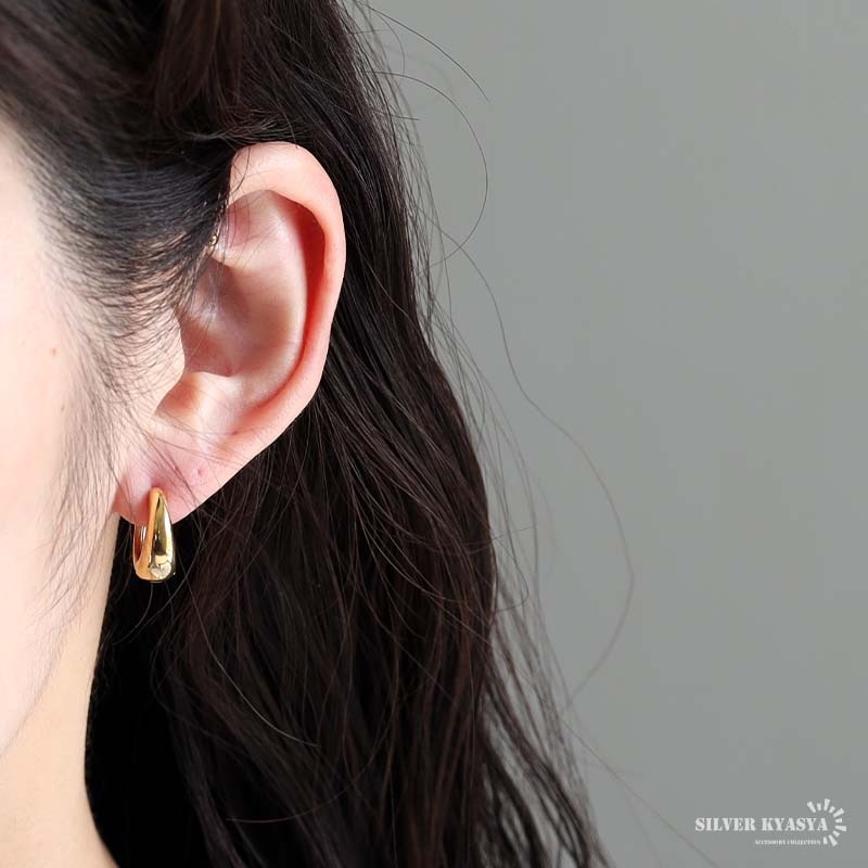 ステンレス ぷっくりフォルムの大ぶりピアス [e443] | ピアス