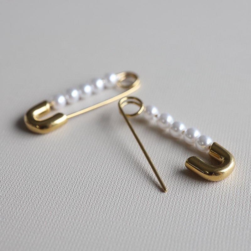 ステンレス 安全ピンピアス パールピアス [e297] | お洒落な