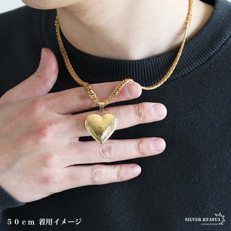 ステンレス ロケットペンダントネックレス ハート 2色 50cm 60cm