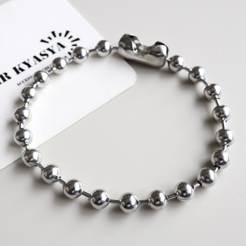 ステンレスボールブレスレット幅6mm [b354-6mm-s