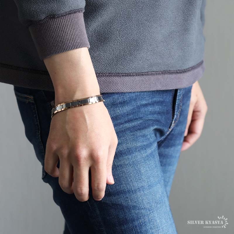 タングステン 磁気ブレスレット ヘマタイトビーズ付き [b950