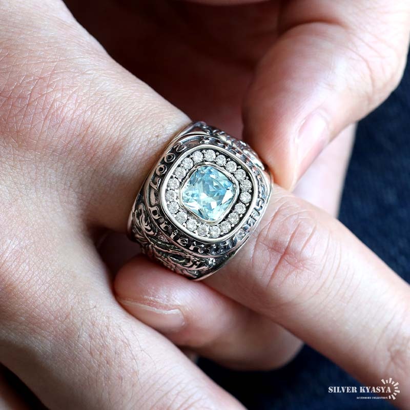 S925 大粒ストーンのカレッジリング [rs226] | リング,シルバー