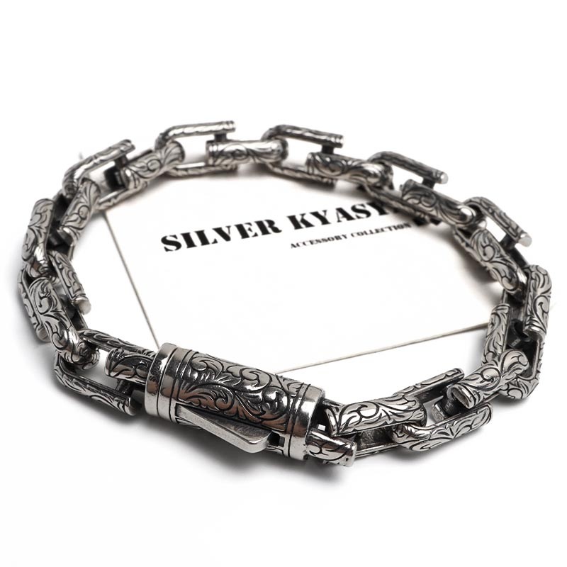 みつ legend 唐草模様シルバー925チェーン ブレスレット ５８g 唐草ブレスレット シルバー925 マンテルブレスレット シルバー