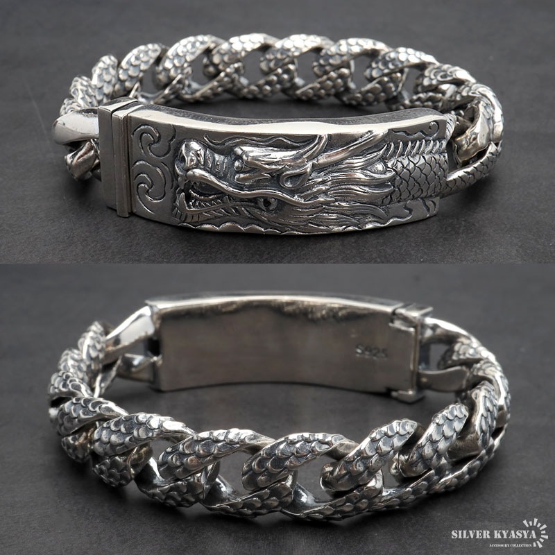 さちさちさん専用‼️151.5gシルバーグラプリ1位　龍のシルバーブレスレット シルバー925 龍 ブレスレット ドラゴン 昇竜 レザーブレスレット