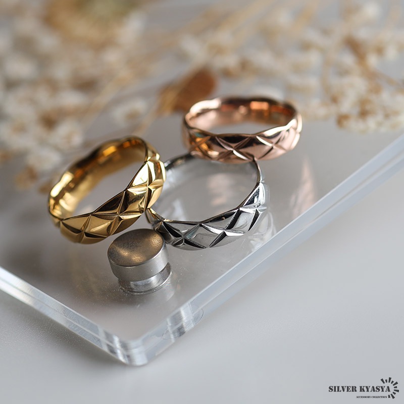 耀綺様 リクエスト 13点 おまとめ商品❣️ ステンレス キルティングリング 3色 刻印対応 [r339] | リング
