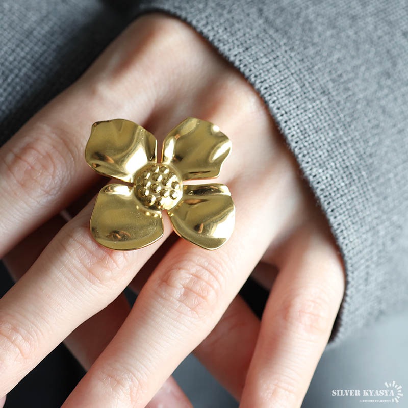 ステンレス 大ぶり フラワーリング [r793] | リング,ステンレス,その他