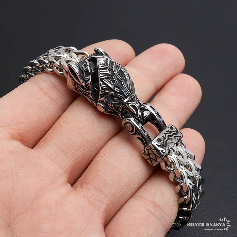 沸騰ブラドン ケルト ステンレス 狼ブレスレット ブレスレット | [b981] ミュージシャン