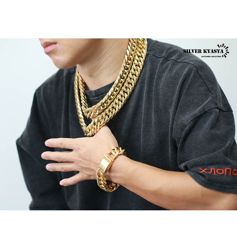 ステンレス ダブル喜平ネックレス [n310-gold-21mm] | ステンレス喜平