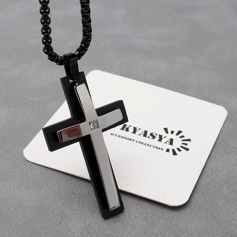 ステンレス クロスネックレス [n835-silver] | ネックレス,ステンレス