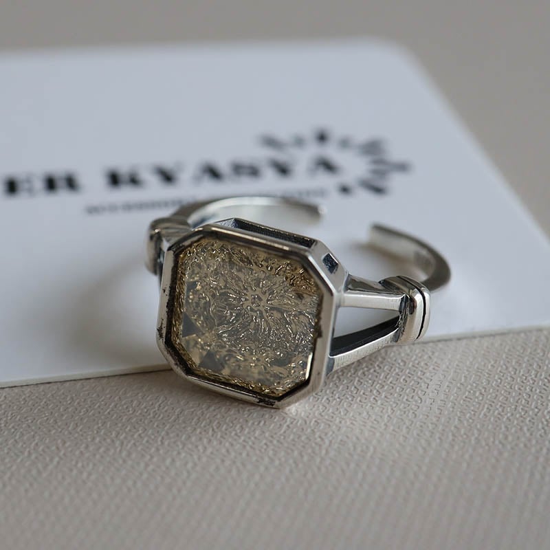 シルバー925 スクエア型リング　ビンテージ dip [ディップ] square onyx ring ＜スクエアオニキスリング(M