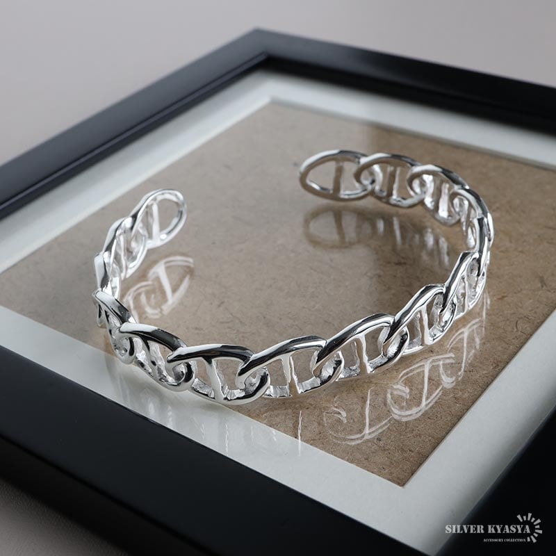 シルバー925 Sterling ツイストデザインバングル/軽研磨仕上げ