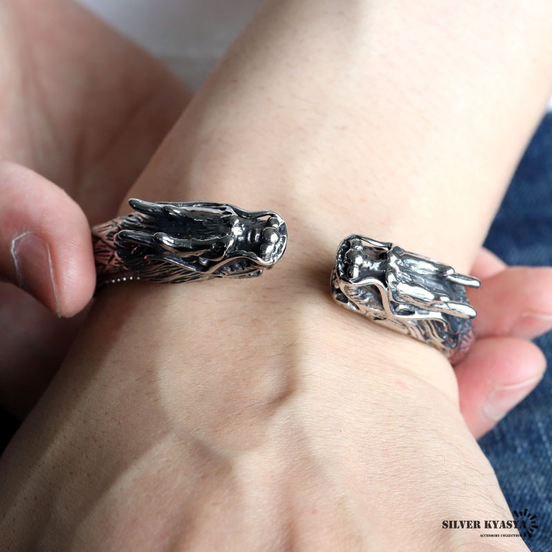 ステンレス 龍のごつめバングル [b854] | バングル,ステンレス