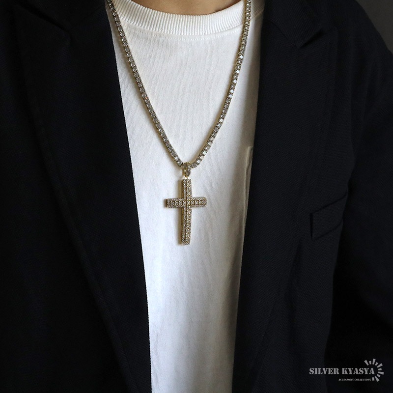 真鍮 クロステニスチェーンネックレス [n687] | ネックレス