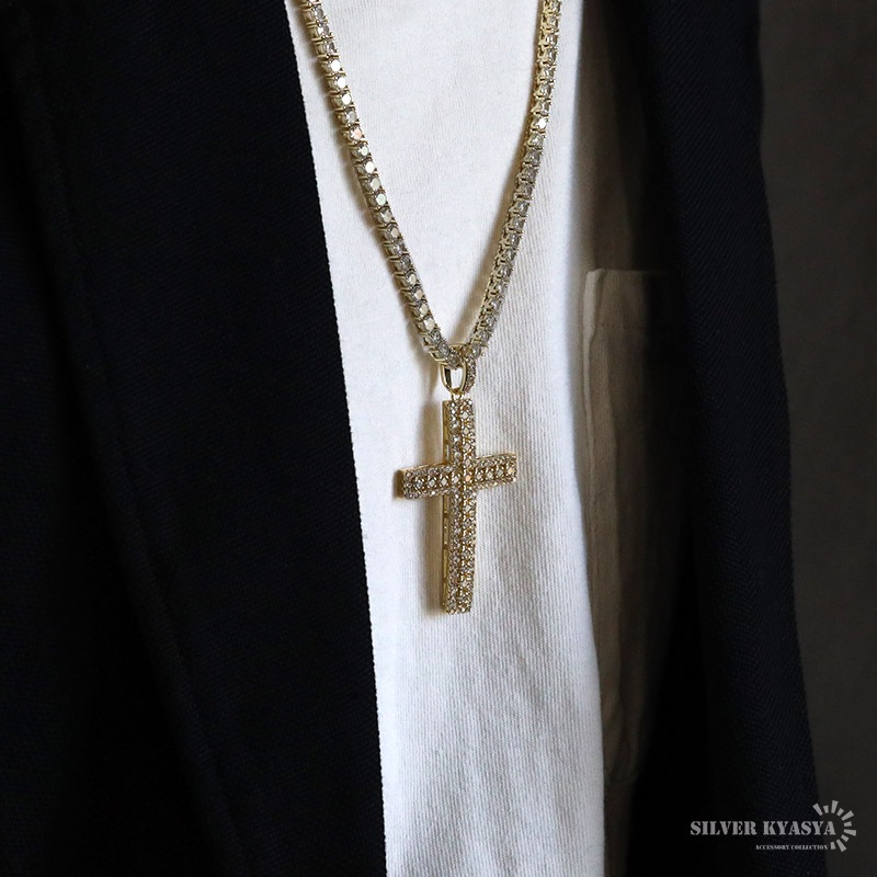 真鍮 クロステニスチェーンネックレス [n687] | ネックレス