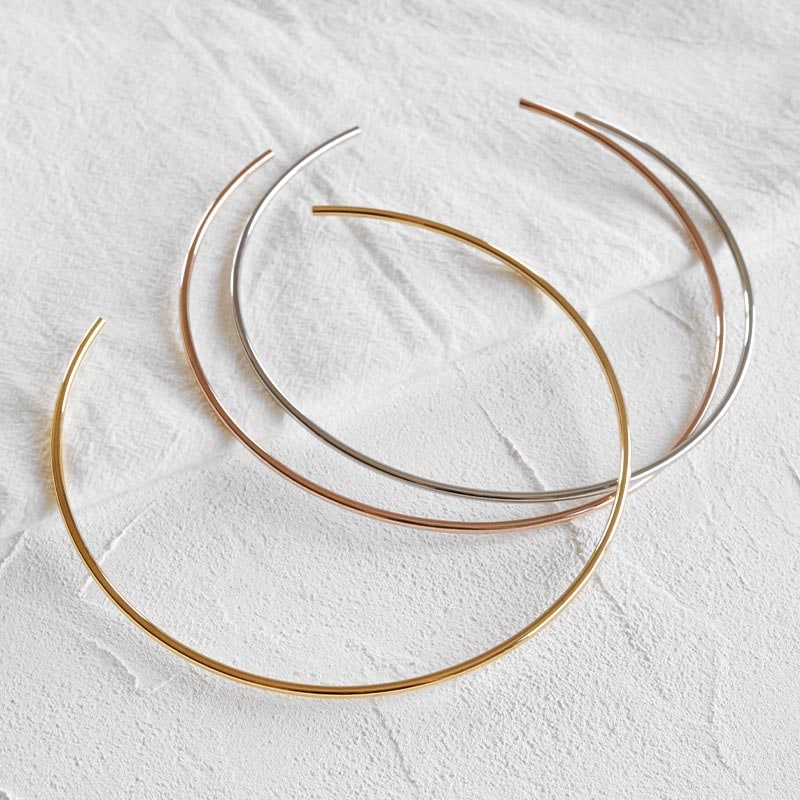 あんしんのステンレス シンプルなメタルチョーカー 超軽量タイプ 3色