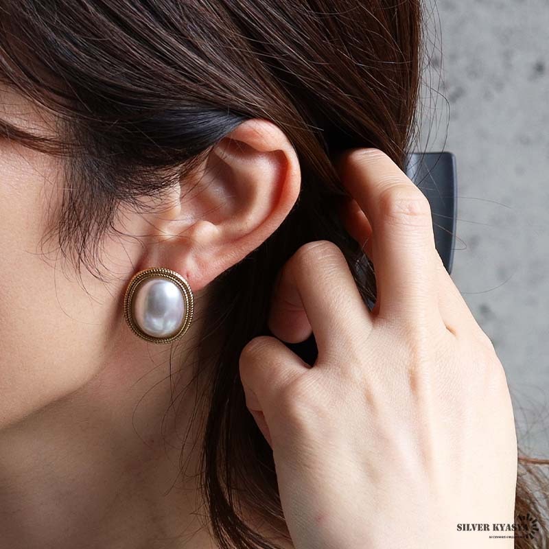 ステンレス オーバルピアス 18KGP 両耳用 2点セット [e536] | ピアス