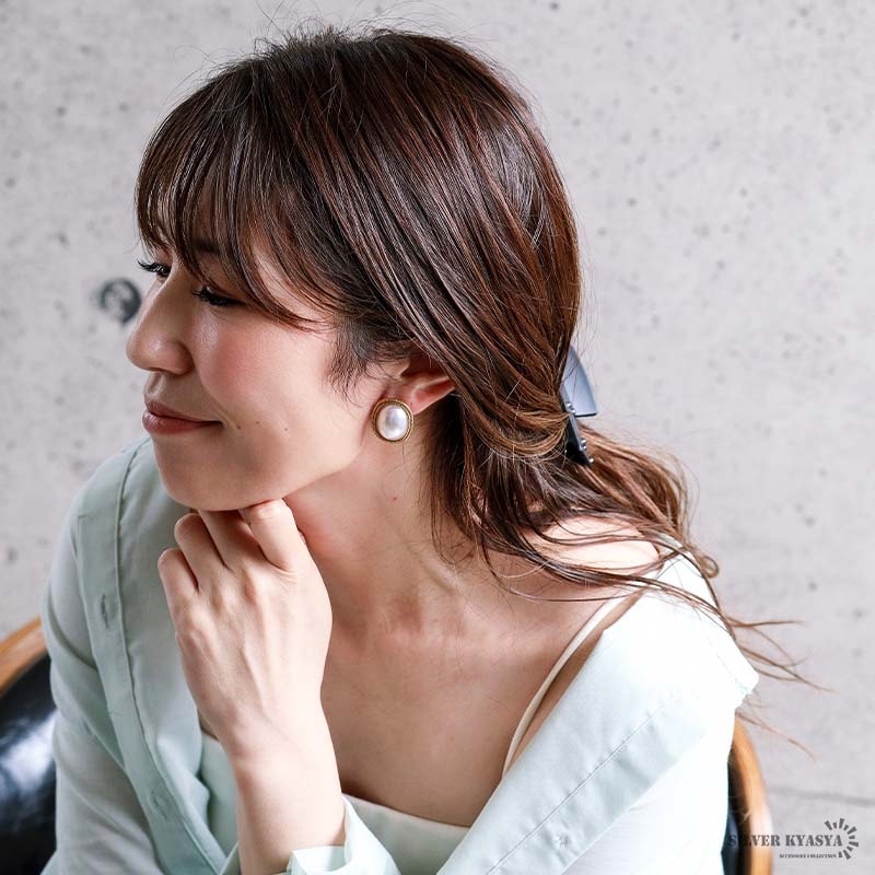 ステンレス オーバルピアス 18KGP 両耳用 2点セット [e536] | ピアス