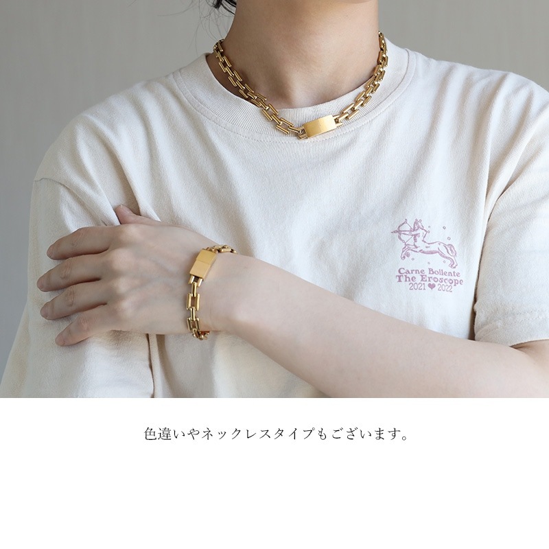 大人っぽい♡【CHANEL】チェーンブレスレット ステンレス チェーンブレスレット プレート [b742-silver