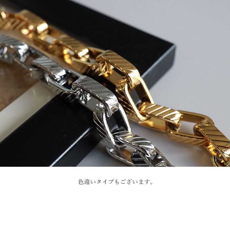ステンレス チェーンブレスレット コイン風 [b743-gold