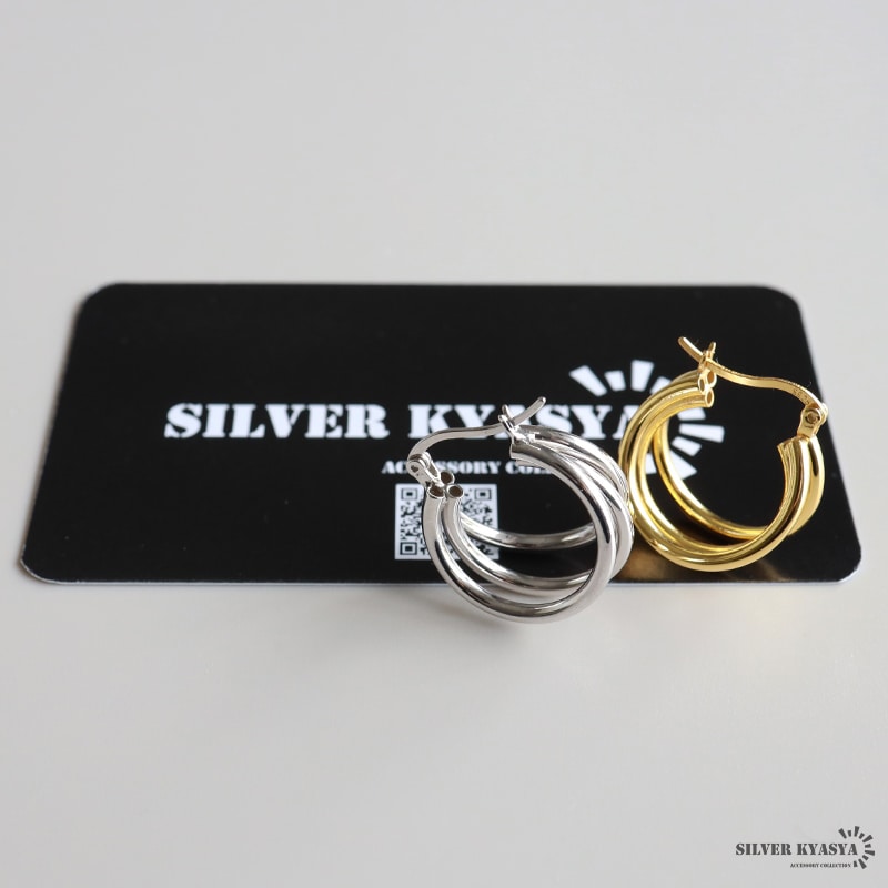 Kaya◆silver925✧着せ替えピアス✧3ペア シルバー925 三角ピアス バイカラー [ce359] | お洒落な