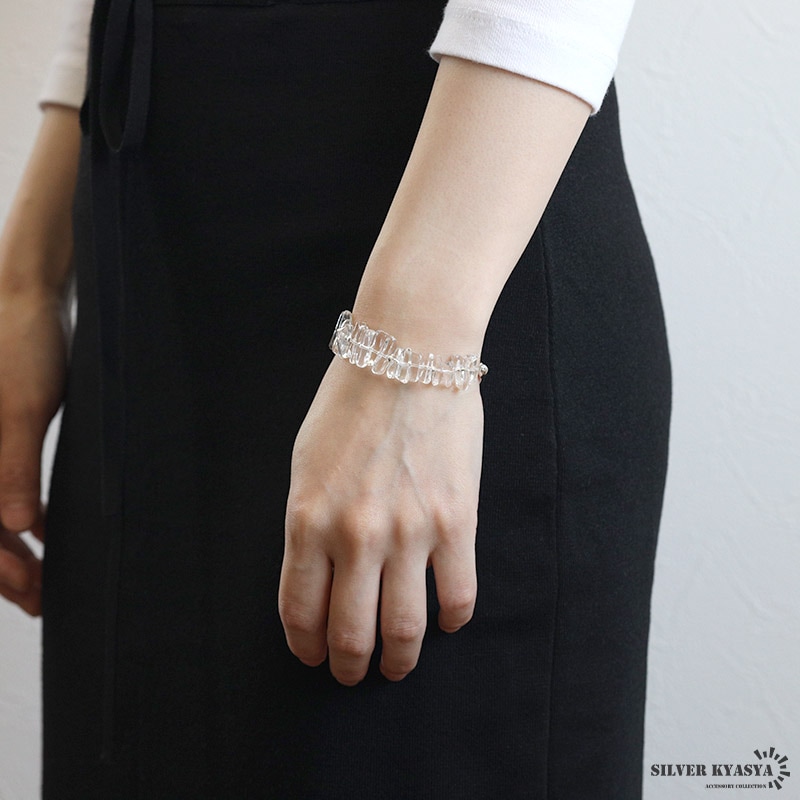 天然石 不揃い クリスタルブレスレット シルバー925 [cb139