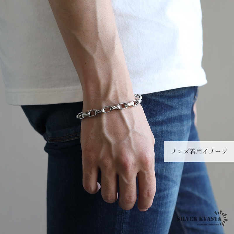 ステンレス チェーンブレスレット コイン風 [b743-silver 
