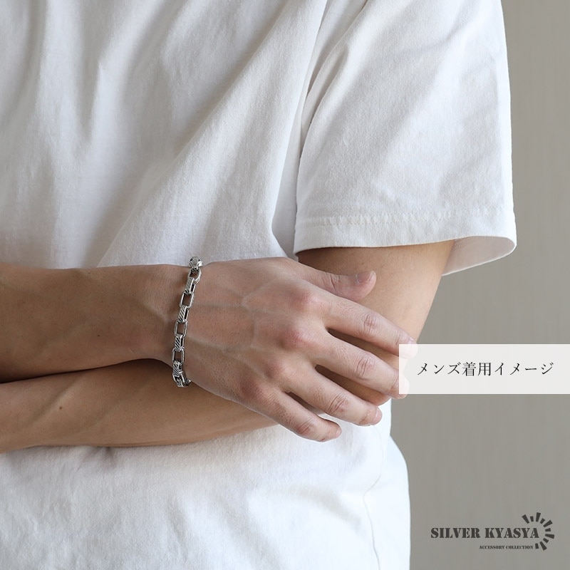 ステンレス チェーンブレスレット コイン風 [b743-silver] | お洒落な